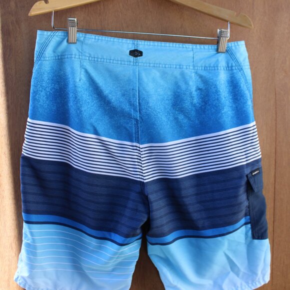 O’Neill Men’s Swim Board Shorts Size 32 Blue Striped Quick Dry Surf Swimwear - Picture 4 of 5